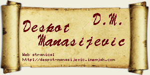 Despot Manasijević vizit kartica